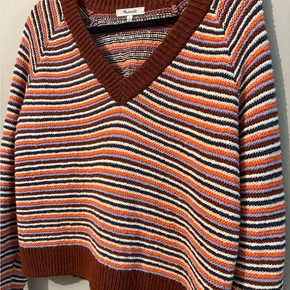 Madewell 100% cotton Striped V-Neck Sweater - Picture 4 of 9